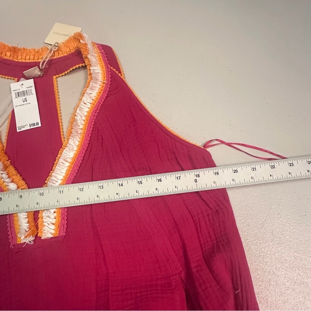 Magaschoni Women's Raspberry Organic Cotton Maxi Dress Strappy Sleeveless L/G - Picture 5 of 7